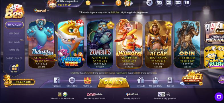 Hệ thống trò chơi tại Bet29 Club