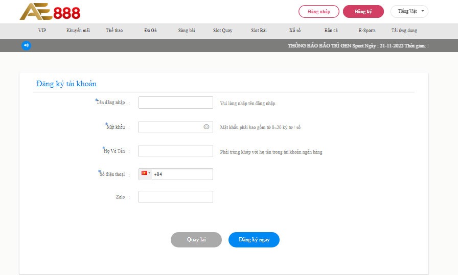 Hướng dẫn đăng ký tài khoản AE888 VIP