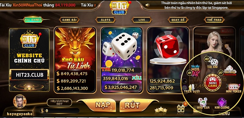 Kho game khổng lồ tại cổng game Hit Club